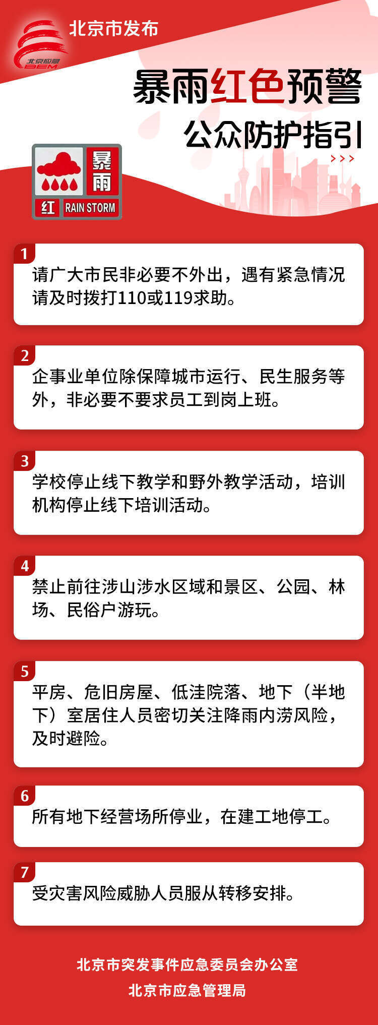 北京发布暴雨红色预警 非必要不出门