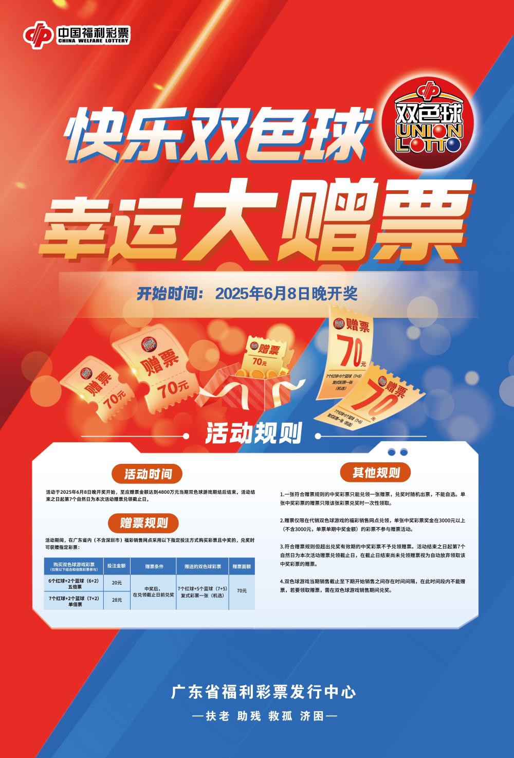 4800万元！广东福彩双色球赠票活动6月8日开启